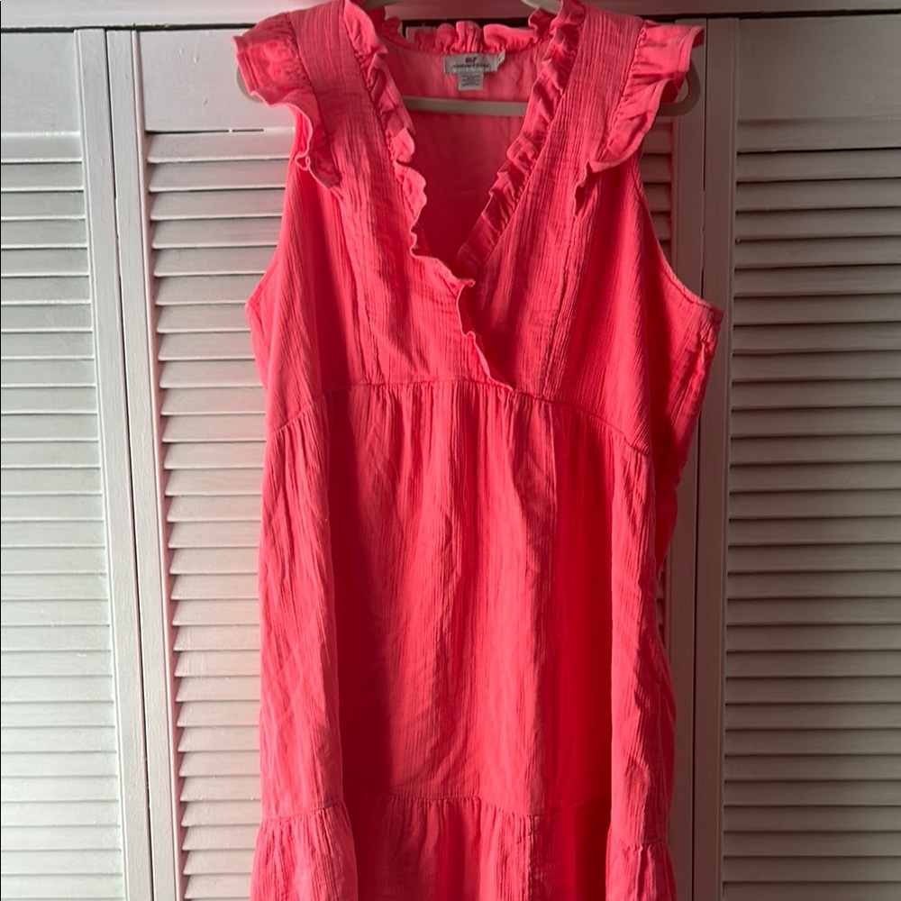 Vineyard Vines Pink Ruffle Midi Dress
